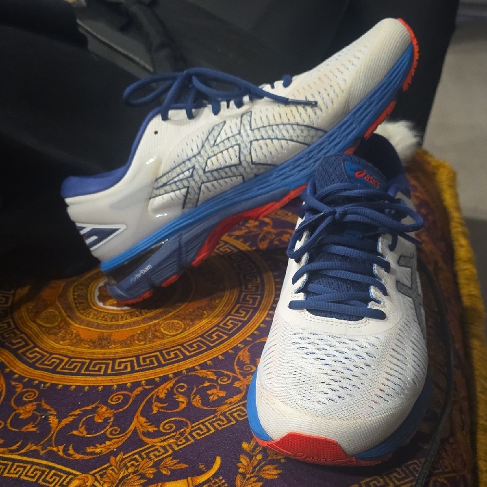 Asics White and Blue Athletic Sneakers